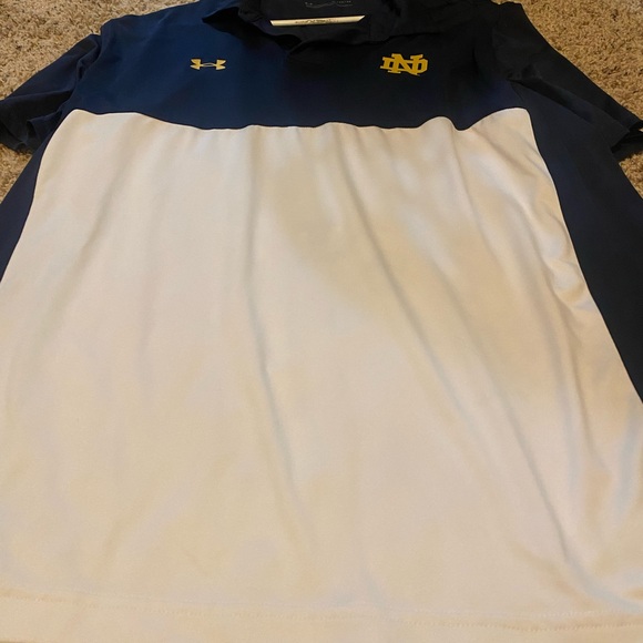 Under Armour Notre Dame Fighting Irish Polo Shirt Mens Large Blue HeatGear - Picture 2 of 6
